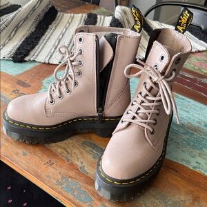 Dr. Martens Women's Blush Pink Lace-Up Platform Boots